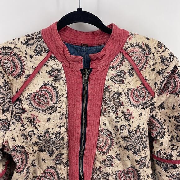 Free People Belario reversible paisley denim full zip midi length jacket - Picture 7 of 9